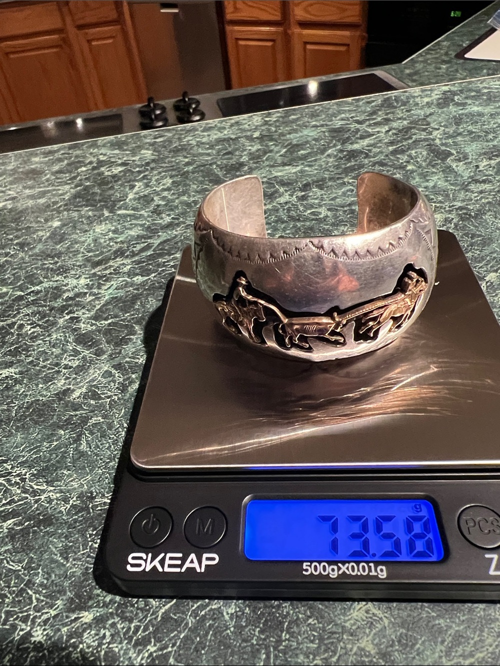 Silver-Tone Western Horse Motif Cuff Bracelet for Women